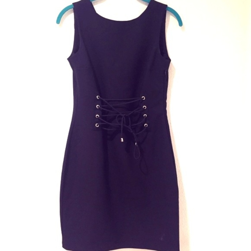 H&M Corset Illusion Lace Up Mini Dress Sz 8